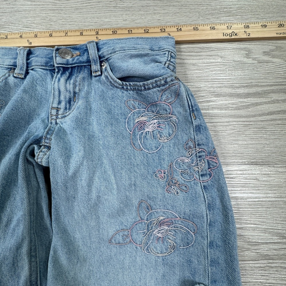 Aeropostale Women Jeans Super Low Rise Ultra Wide Leg Light Wash Floral Sz 28(?) - Picture 6 of 8